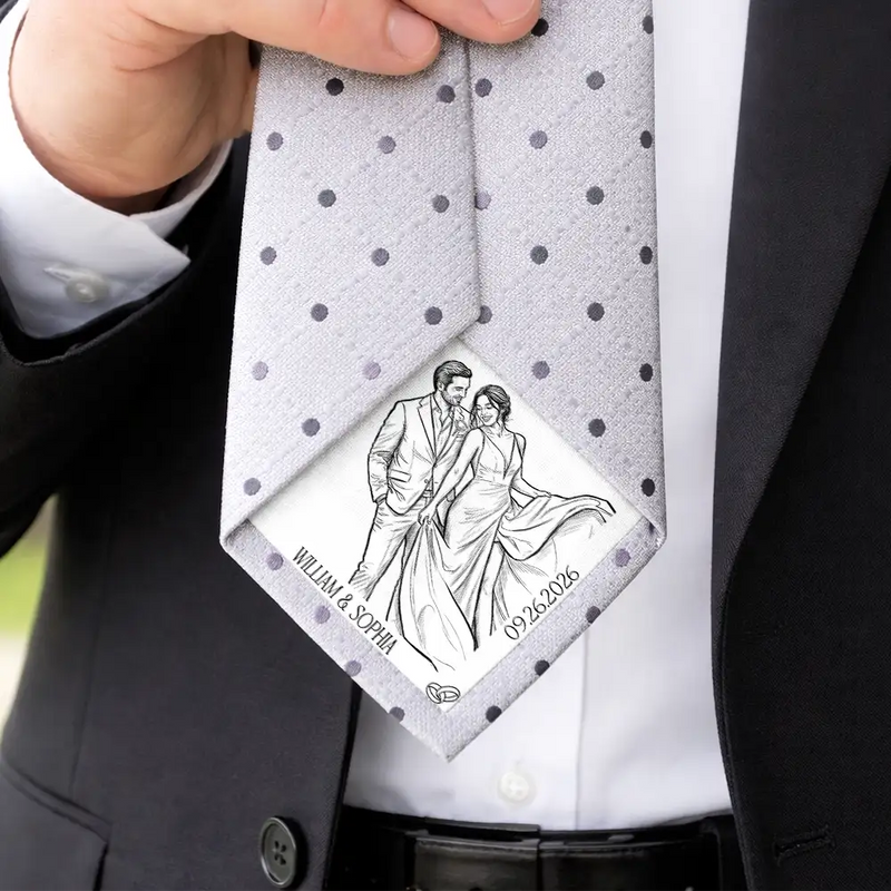 Gift For Couples, Married Couple, Custom Photo, Wedding, Romantic, Remove BG Photo - Custom Photo Couples Wedding Engaged Bachelor Party - Personalized Fabric Tie Patch