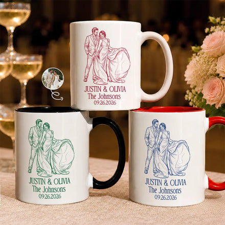 Custom Photo Couples Wedding Engaged Bachelor Party - Personalized Mug