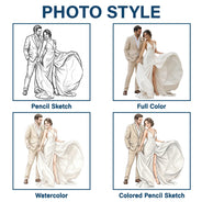 Gift For Couples, Married Couple, Custom Photo, Art Design, Wedding, Romantic, Photo - Pencil Sketch - Remove BG - Custom Photo Couples Wedding Engaged Bachelor Party - Personalized Pillow