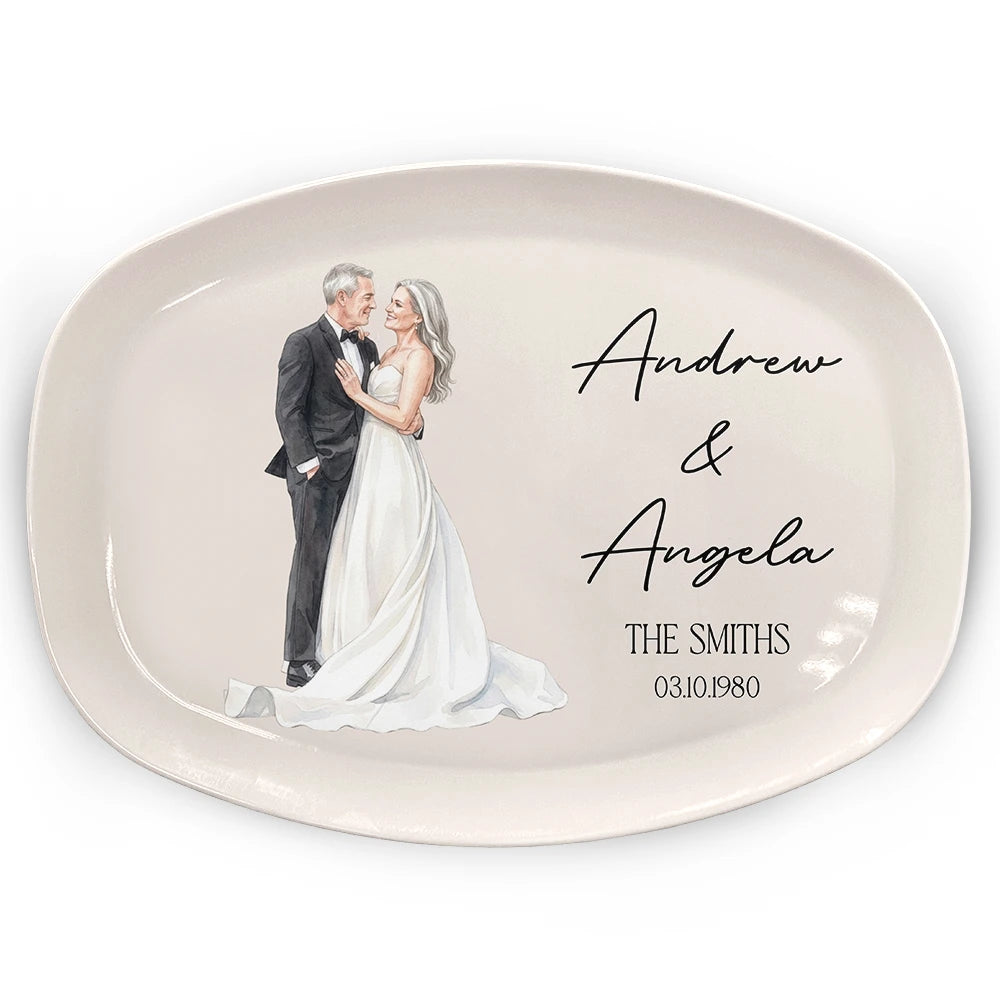 Gift For Couples, Married Couple, Custom Photo, Art Design, Wedding, Romantic, Photo - Pencil Sketch - Remove BG - Custom Photo Couples Wedding Engaged Bachelor Party - Personalized Plate