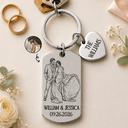 Gift For Couples, Married Couple, Custom Photo, Romantic, Remove BG Photo - Custom Photo Couples Wedding Engaged Bachelor Party - Personalized Stainless Steel Keychain