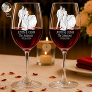 Gift For Couples, Married Couple, Custom Photo, Art Design, Wedding, Romantic, Photo - Pencil Sketch - White BG - Custom Photo Couples Wedding Engaged Bachelor Party - Personalized Wine Glass