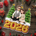 Art Design,Christmas,Romantic,Gift For Couples,Photo - Crochet Doll Effect - Custom Photo Crochet Doll Effect Couples - Personalized Custom Shaped Acrylic Ornament