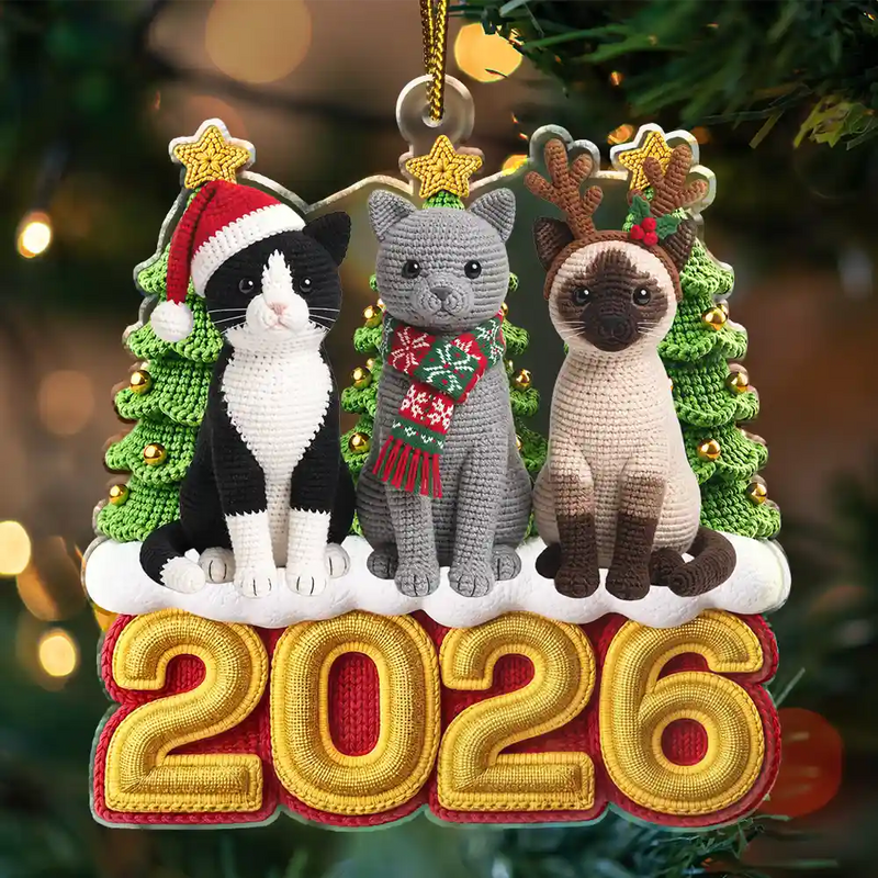 Art Design,Playful,Christmas,Pet Lovers,Photo - Crochet Doll Effect - Custom Photo Crochet Doll Effect Pet Dog Cat - Personalized Custom Shaped Acrylic Ornament
