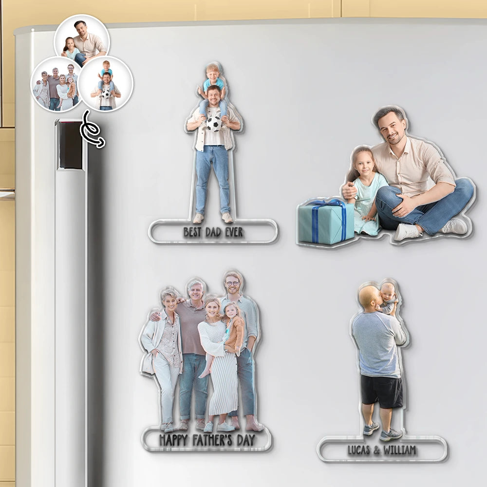 Gift For Husband, Gift For Father, Family, Love - Custom Photo Best Dad Ever - Personalized Acrylic Fridge Magnet