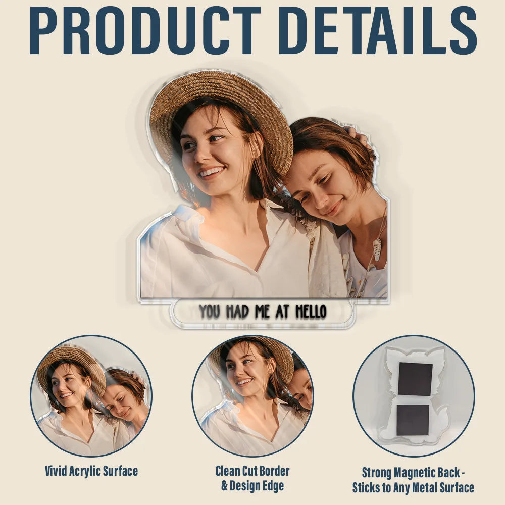 Gift For Couples, Gift For Husband, Gift For Wife, Gift For Boyfriend, Gift For Girlfriend, LGBT, Love, Non-Eng - Custom Photo Happy Couple - Personalized Acrylic Fridge Magnet