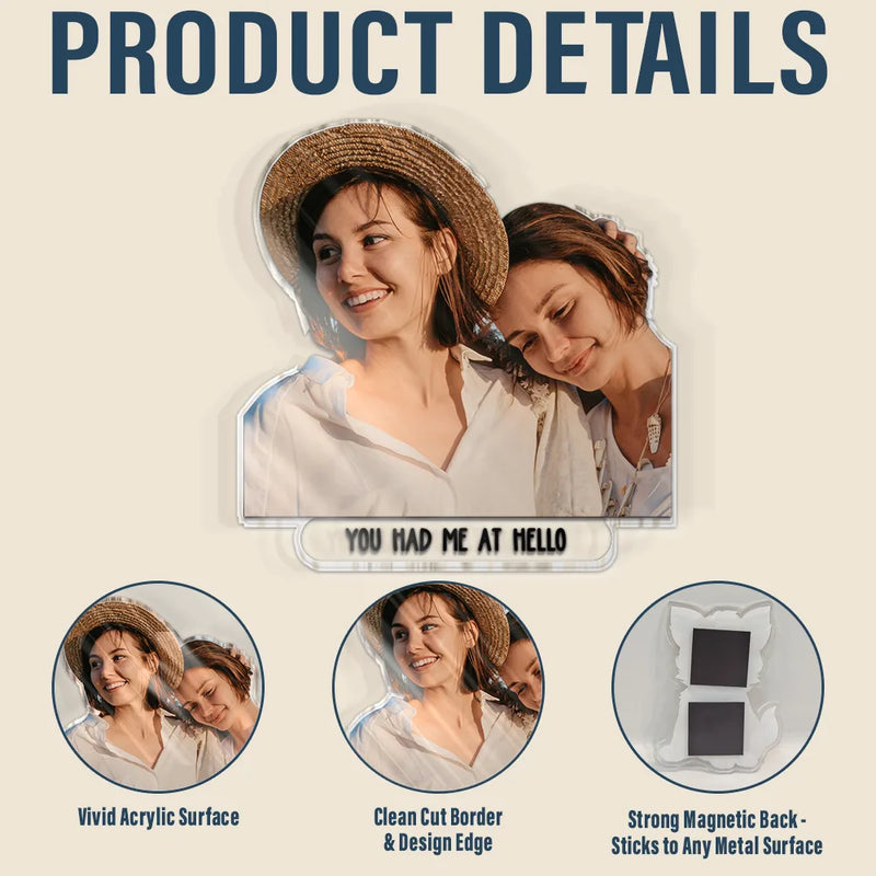 Gift For Couples, Gift For Husband, Gift For Wife, Gift For Boyfriend, Gift For Girlfriend, LGBT, Love, Non-Eng - Custom Photo Happy Couple - Personalized Acrylic Fridge Magnet