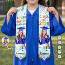 Gift For Kids, Gift For Grandkids, Grandpa - Grandkids, Grandma - Grandkids, Graduation, Happy - Custom Photo Cute Graduation Kid Rainbow - Personalized Kid Graduation Stole