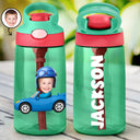 Gift For Kids, Happy, Funny, Custom Photo - Custom Photo Cute Kid Car Toy Airplane - Personalized Kids Water Bottle With Straw
