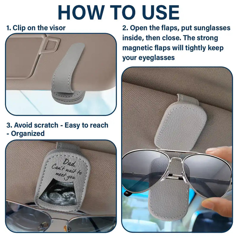Expecting Dad,Custom Photo,Happy - Custom Photo Dad-to-be Now You Can Carry Me Too Expecting Dad - Personalized Sunglasses Holder For Car Visor