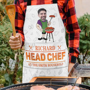 Custom Photo,Grilling,Gift For Father,Dad's Hobby,Photo,Humorous - Custom Photo Dad Head Chef - Personalized Apron