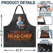 Custom Photo,Grilling,Gift For Father,Dad's Hobby,Photo,Humorous - Custom Photo Dad Head Chef - Personalized Apron