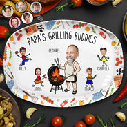 Gift For Father,Gift For Grandpa,Grilling,Photo,Icon,Humorous - Custom Photo Dad Papa Grilling Buddies Fun Icon - Personalized Plate