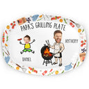 Gift For Father,Gift For Grandpa,Grilling,Photo,Icon,Humorous - Custom Photo Dad Papa Grilling Buddies Fun Icon - Personalized Plate