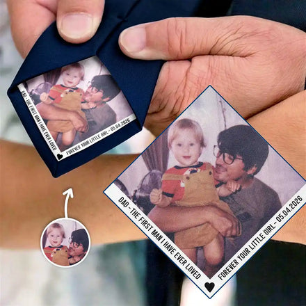 Custom Photo Dad The First Man I Ever Loved - Personalized Fabric Tie Patch
