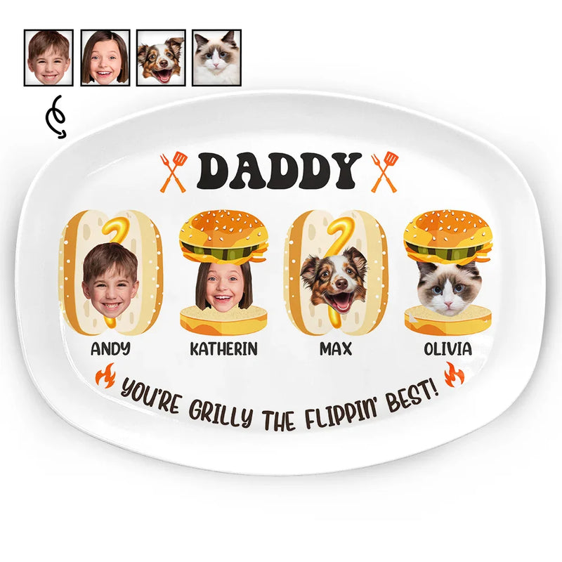 Grilling, Dad's Hobby, Gift For Father, Gift For Grandpa, Custom Photo, Funny - Custom Photo Dad You Are Grilly - Personalized Plate