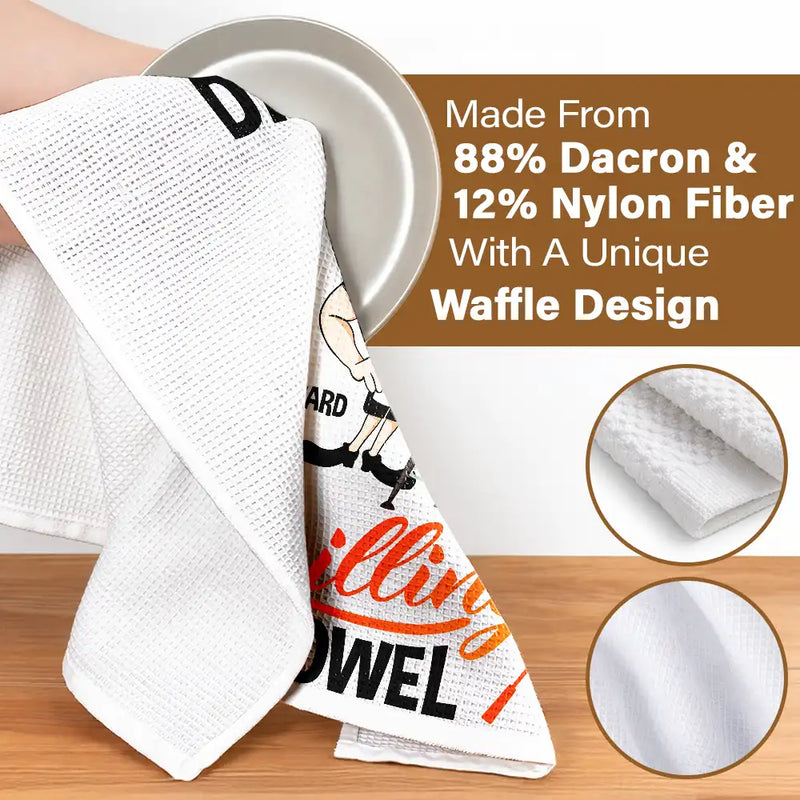 Custom Photo,Gift For Father,Grilling,Happy,Non-Eng,Photo - Custom Photo Daddy's Grilling - Personalized Kitchen Towel