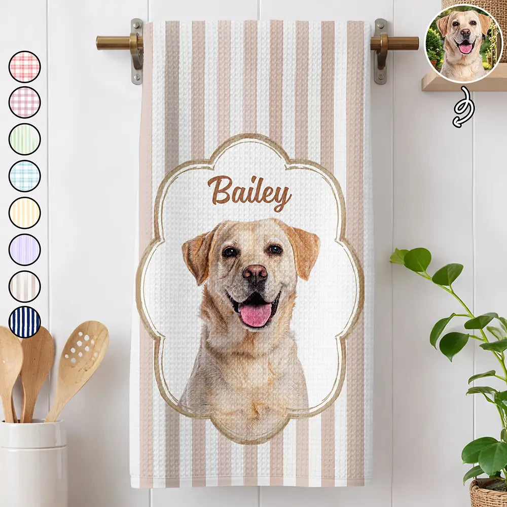 Custom Photo Dog Cat Pet Portrait Vintage - Personalized Kitchen Towel