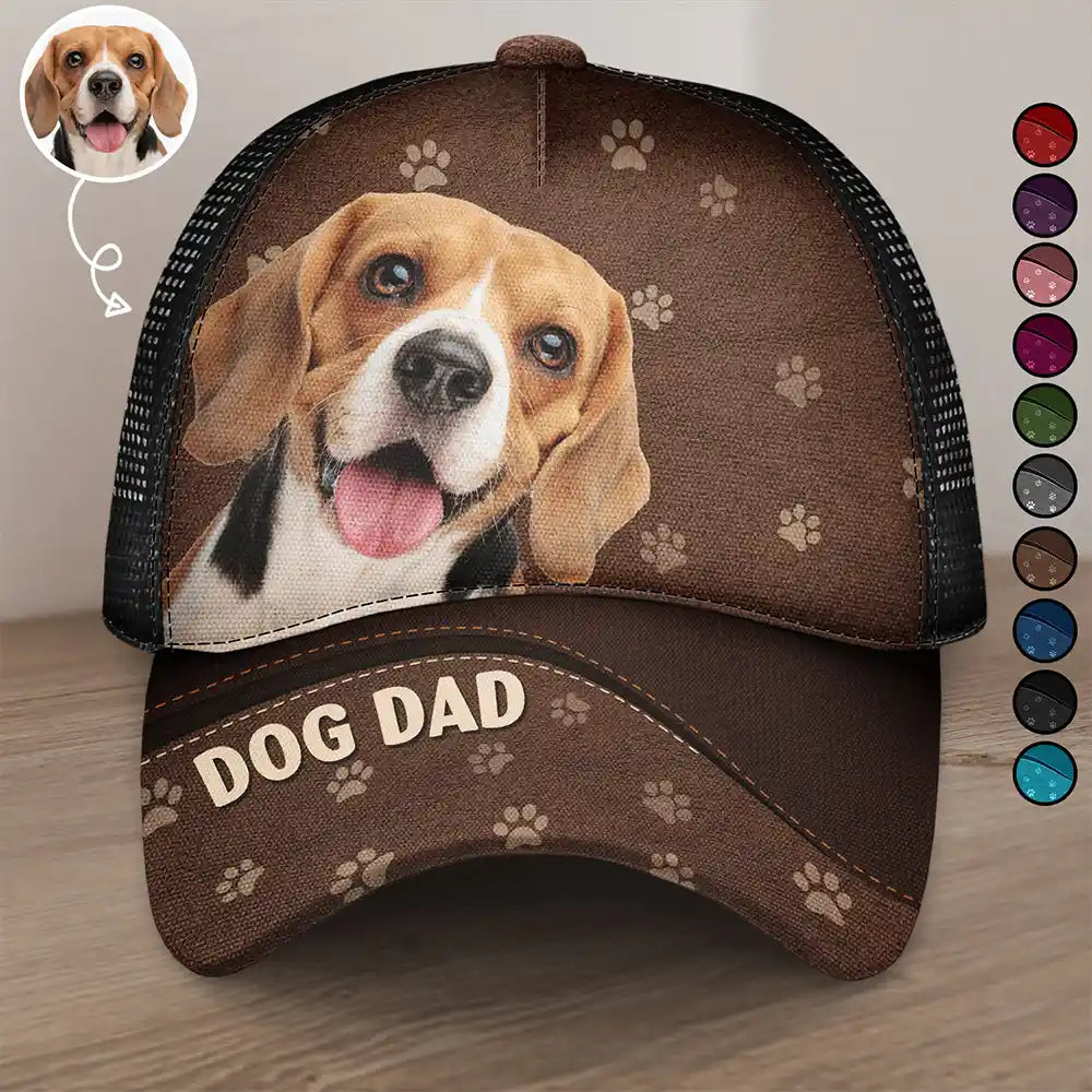 Custom Photo Dog Mom Dog Dad Cat Mom Cat Dad - Personalized Mesh-back Casual Cap