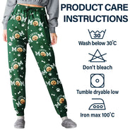 Dog Mom,Dog Lovers,Non-Eng - Custom Photo Dog Mom With Paw And Bone Pattern - Personalized Pajama Pants