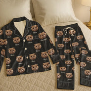Custom Photo,Pet Lovers,Happy - Custom Photo Dog & Cat Portrait - Personalized Satin Pajama Set