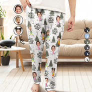 Gift For Father,Gift For Grandpa,Happy,Custom Photo - Custom Photo Doodle Kids Best Dad Grandpa Ever - Personalized Pajama Pants