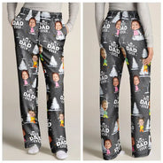 Gift For Father,Gift For Grandpa,Happy,Custom Photo - Custom Photo Doodle Kids Best Dad Grandpa Ever - Personalized Pajama Pants