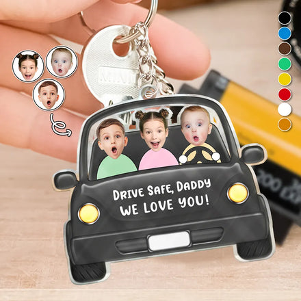Custom Photo Drive Safe Daddy Funny Kids - Personalized Acrylic Keychain