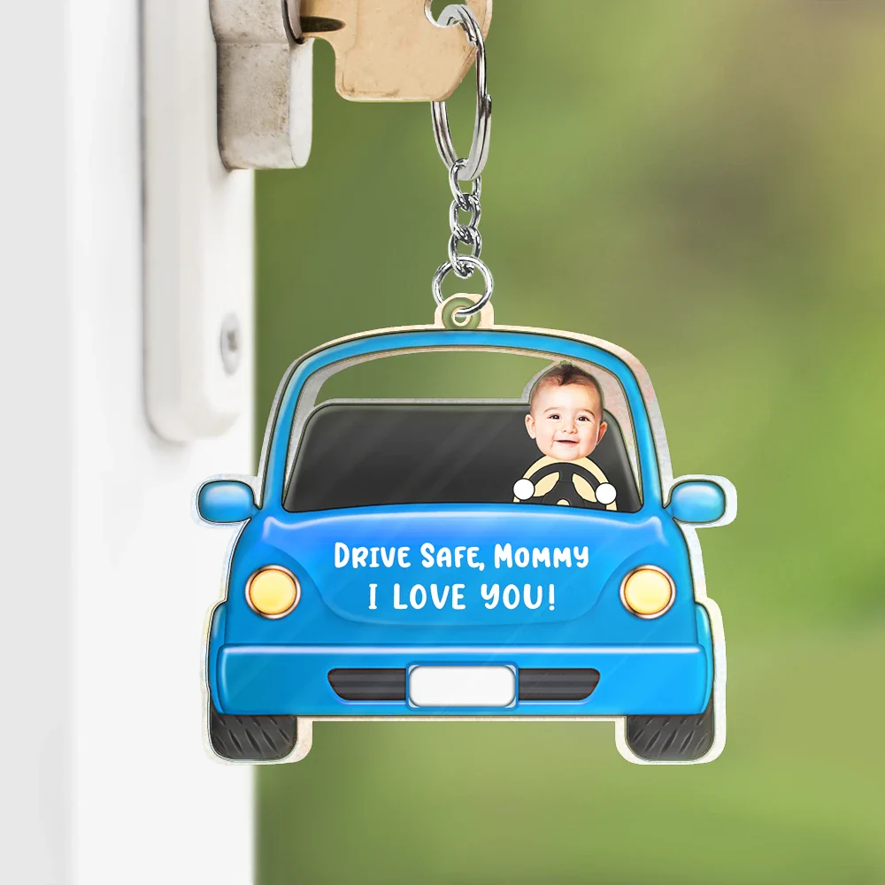 Gift For Father, Gift For Grandpa, Custom Photo, Happy - Custom Photo Drive Safe Daddy Funny Kids - Personalized Acrylic Keychain