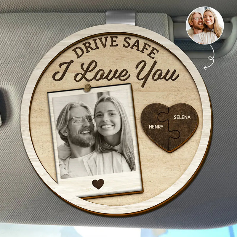 Gift For Couples, Gift For Wife, Gift For Girlfriend, Gift For Women, Love, Old Couples - Custom Photo Drive Safe I Love You Couples Vintage - Personalized Custom Shaped Car Visor Clip