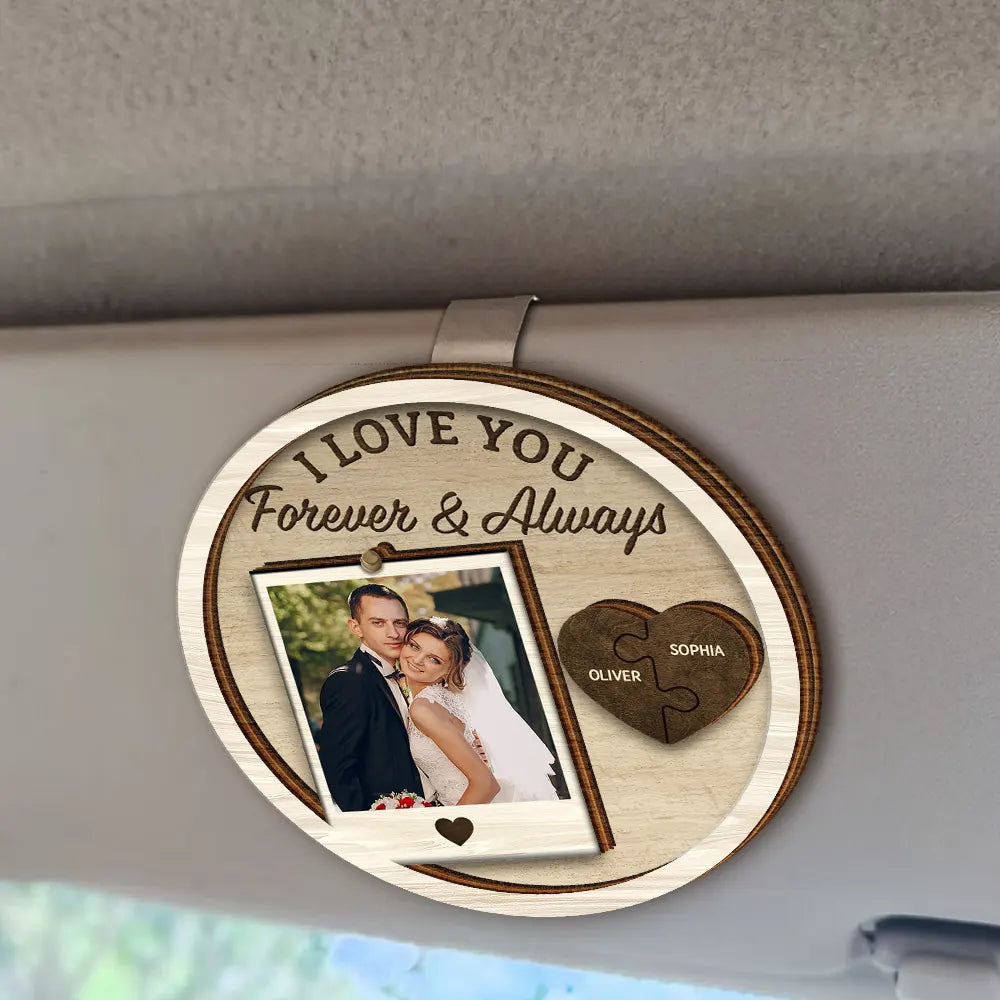 Gift For Couples, Gift For Wife, Gift For Girlfriend, Gift For Women, Love, Old Couples - Custom Photo Drive Safe I Love You Couples Vintage - Personalized Custom Shaped Car Visor Clip