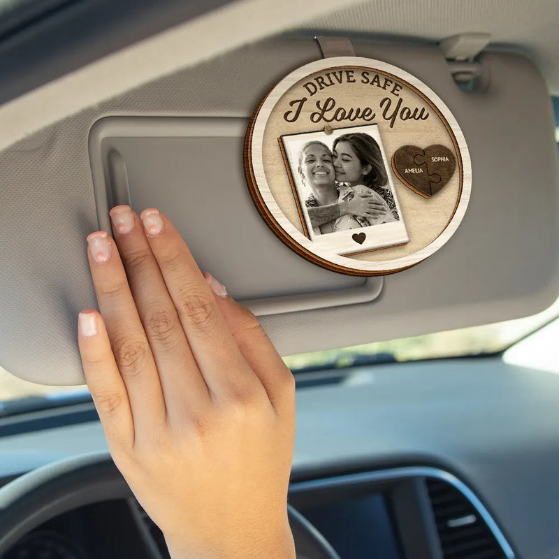 Gift For Couples, Gift For Wife, Gift For Girlfriend, Gift For Women, Love, Old Couples - Custom Photo Drive Safe I Love You Couples Vintage - Personalized Custom Shaped Car Visor Clip
