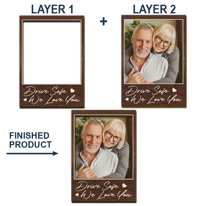 Gift For Couples,Gift For Wife,Gift For Girlfriend,Love,Gift For Women,Gift For Husband,Gift For Boyfriend - Custom Photo Drive Safe I Love You Couples Wooden Card - Personalized Custom Shaped Car Visor Clip