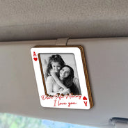 Gift For Father,Gift For Mother,Gift For Grandma,Gift For Grandpa,Love,Custom Photo - Custom Photo Drive Safe We Love You Playing Card - Personalized Custom Shaped Car Visor Clip