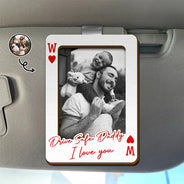 Gift For Father,Gift For Mother,Gift For Grandma,Gift For Grandpa,Love,Custom Photo - Custom Photo Drive Safe We Love You Playing Card - Personalized Custom Shaped Car Visor Clip