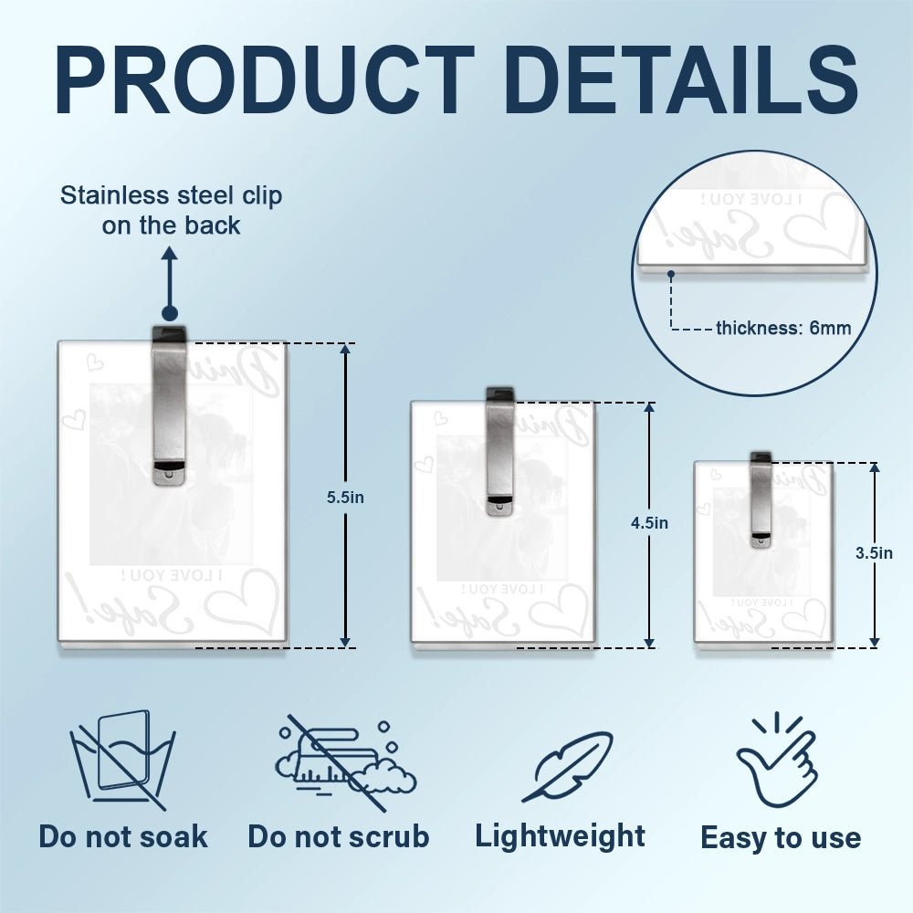 Gift For Mother, Gift For Father, Gift For Grandpa, Gift For Grandma, Custom Photo, Happy - Custom Photo Drive Safe! We Love You - Personalized Custom Shaped Acrylic Car Visor Clip