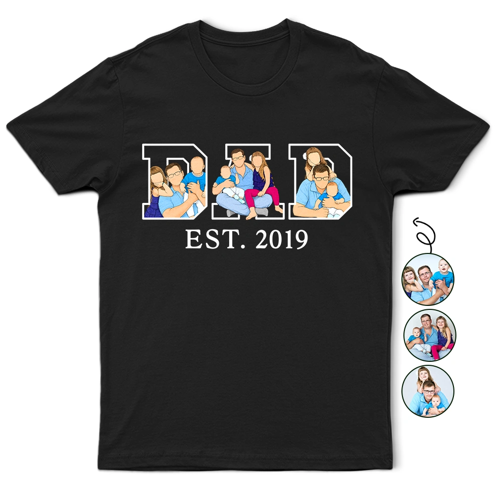 Custom Photo Faceless Portrait Dad Est - Personalized T Shirt