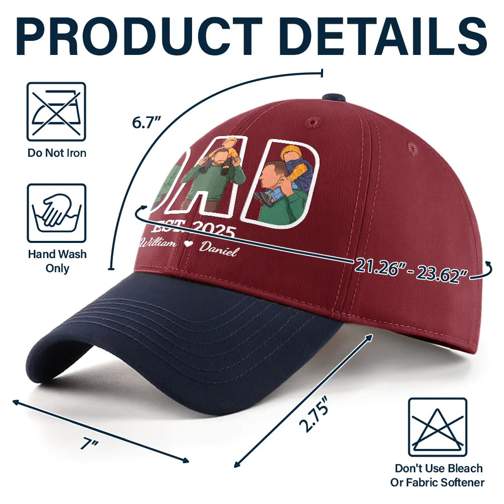 Gift For Father,Gift For Grandpa,Non-Eng,Photo - Faceless Portrait,Adorable - Custom Photo Faceless Portrait Dad Papa Portrait - Personalized Two Tone Cap