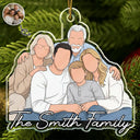 Adorable,Art Design,Christmas,Family,Photo - Faceless Portrait - Custom Photo Faceless Portrait Family Dad Mom - Personalized Custom Shaped Acrylic Ornament