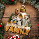 Family, Christmas, Happy - Custom Photo Family Christmas House - Personalized Custom Shaped Wooden Ornament