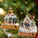 Family, Christmas, Happy - Custom Photo Family Christmas House - Personalized Custom Shaped Wooden Ornament