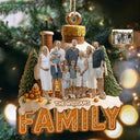 Family, Christmas, Happy - Custom Photo Family Christmas House - Personalized Custom Shaped Wooden Ornament