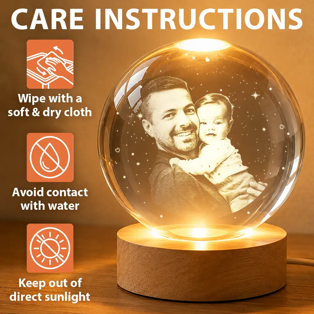 Gift For Father,Gift For Mother,Custom Photo,Happy,Photo - Custom Photo Family Dad Mom And Kids Starlit Sky - Personalized Crystal Globe Lamp