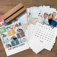 Family,Happy,Christmas,Love - Custom Photo Family Is Everything - Personalized Calendar With Wooden Stand
