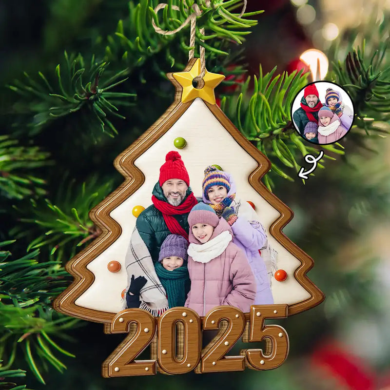 Custom Photo,Family,Christmas,Happy - Custom Photo Family Keepsake - Personalized Custom Shaped Wooden Ornament