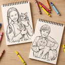 Back To School, Custom Photo, Art Design, Gift For Daughter, Gift For Children, Adorable, Photo - Pencil Sketch - Bold - Custom Photo Family Kids Pets Pencil Sketch - Personalized Sketchbook