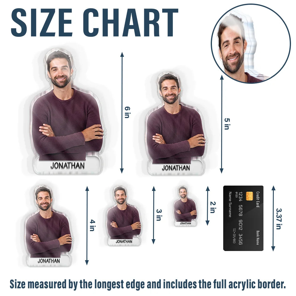 Non-Eng,Family - Custom Photo Family Member With Names - Personalized Acrylic Fridge Magnet