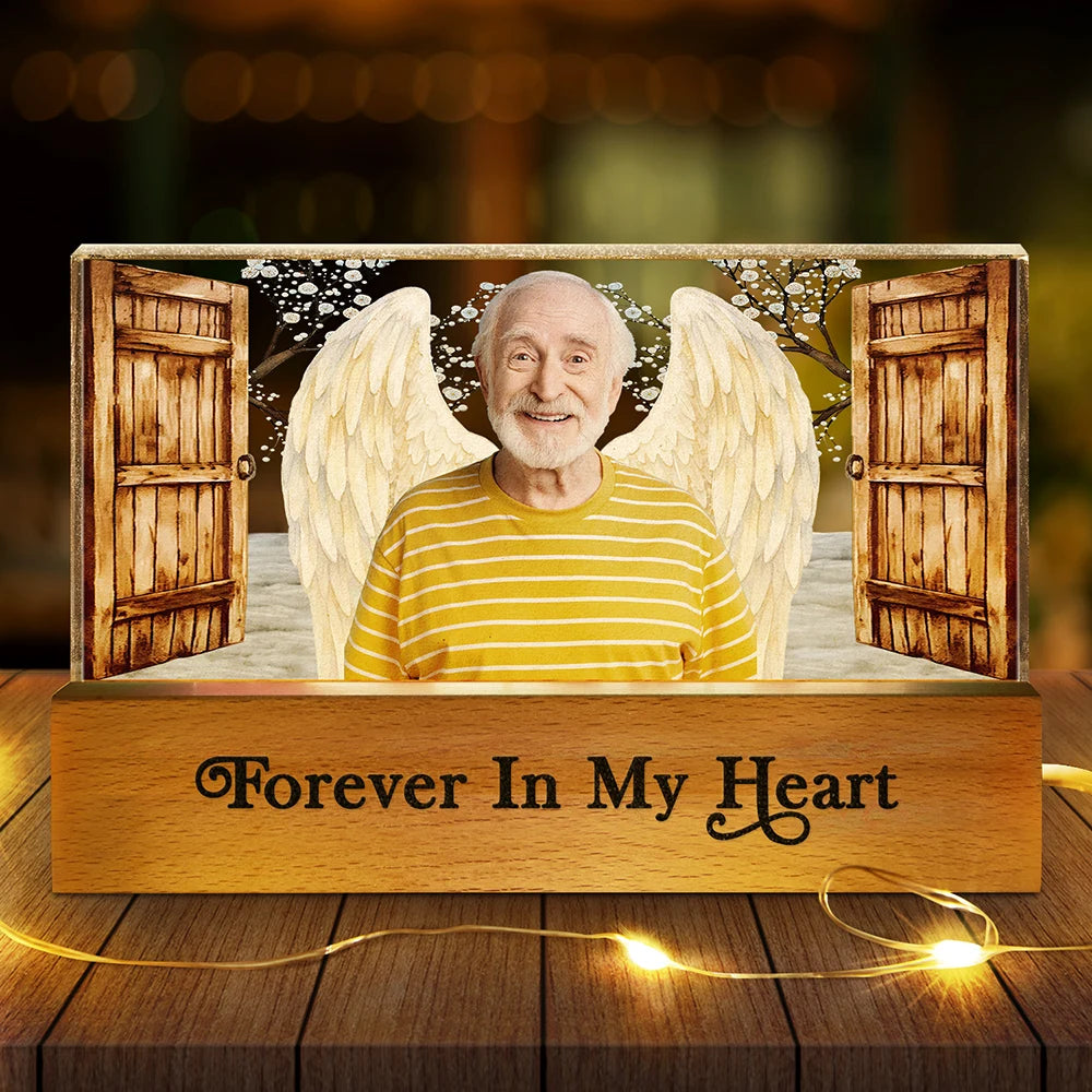 Custom Photo Family Memorial I'm Always With You Open Door - Personalized Rectangle LED Light