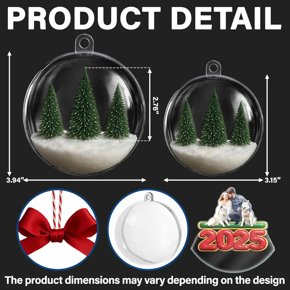 Christmas,Family,Happy - Custom Photo Family Siblings Best Friends - Personalized 3D Acrylic Ball Ornament