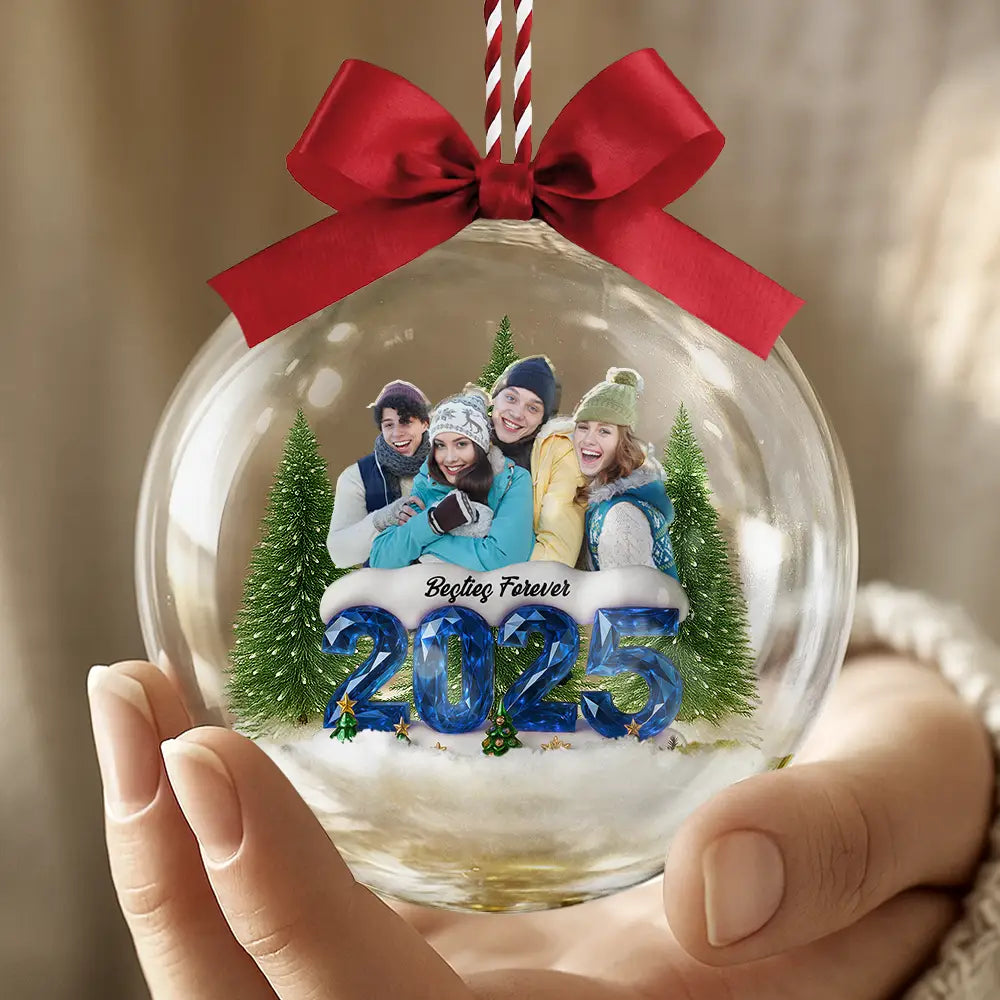 Christmas,Family,Gift For Sibling,Happy - Custom Photo Family Siblings Best Friends Make Christmas Great - Personalized 3D Acrylic Ball Ornament